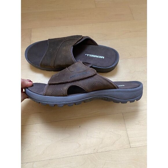 Merrell NEW brown Mens slides Sandals Size 8&9 - Mismatch FLAW - Picture 4 of 7